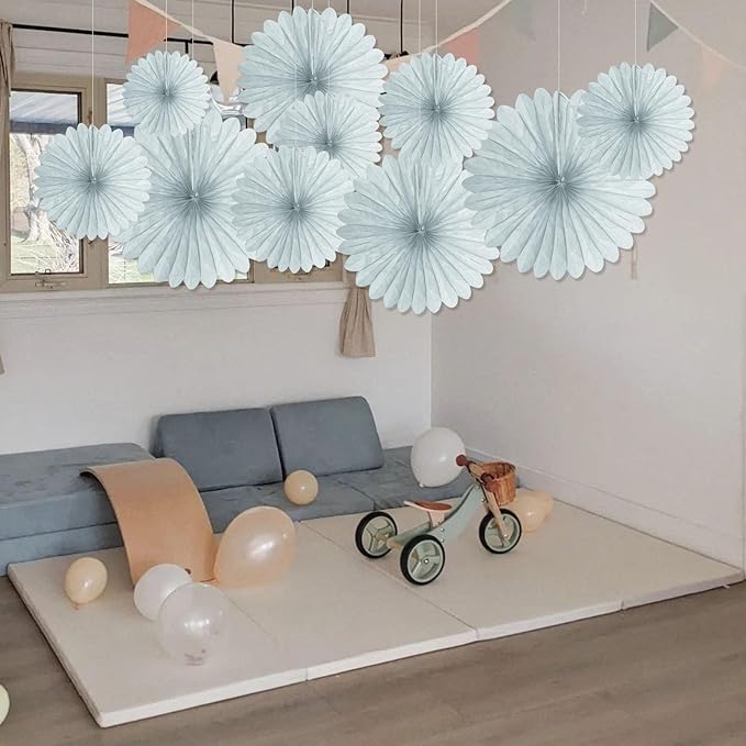 20 Pcs Gary Hanging Paper Fan, Hanging Honeycomb Round Paper Fans for Weddings, Birthdays, Christmas, Baby Showers, Classroom, Events Ceiling Party Supplies Decorations