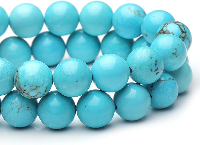 6mm Natural Stone Beads for Jewelry Making,Blue Turquoise Polished Smooth Round Gemstone Beads for Bracelet Necklace 15 Inch
