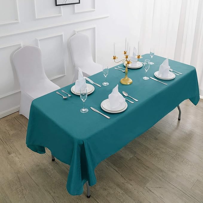 Rectangle Tablecloth 60x102 inch Washable Polyester Fabric Table Cloth for Wedding Party Dining Banquet Decoration（60x102, Teal）