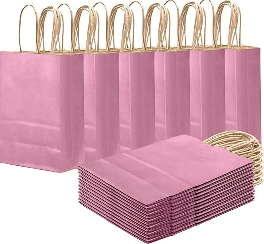qiqee Purple Gift Bag with Handles Bulk 24Pcs Paper Bags -8.3"x6"x3. 15" Party Favor Bags - Solid Color