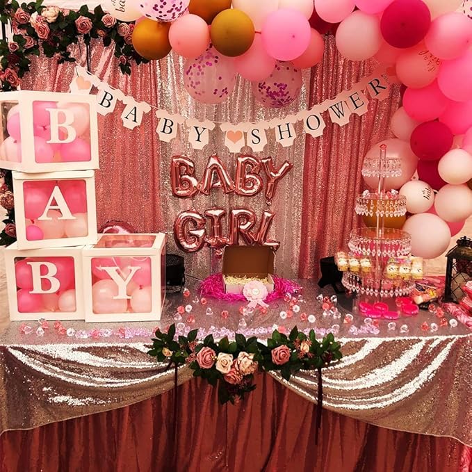 Poise3EHome 2Pcs 3Ft x 8Ft Fuchsia Pink Sequin Backdrop Curtain, Glitter Photography Background, Sequence Xmas Thanksgiving Backdrop for Wedding Party Holiday Festival Decor