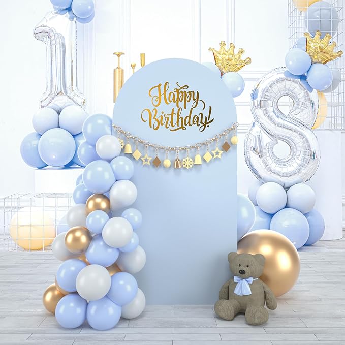 bricia Wedding Arch Backdrop Stand Cover, 6FT Double Sided Stretchy Arch Cover Fitted Wedding Birthday Party Banquet Decoration (Bluemist 72''Lx31.2''W)