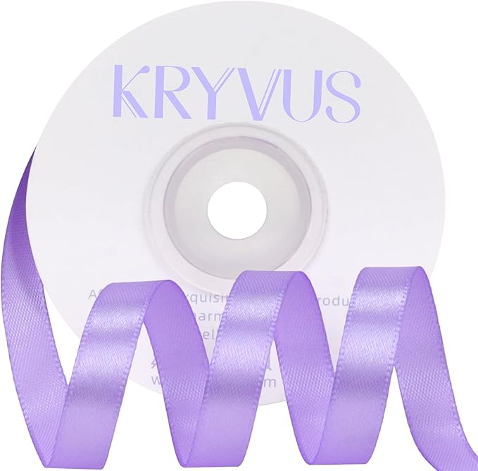 Light Purple Satin Ribbon 3/8 inch X Continuous 25 Yards, Single Face Polyester Ribbon Perfect for Gift Wrapping, Flower Bouquet, Wedding Decor, Crafts, Bow Making, Sewing and More