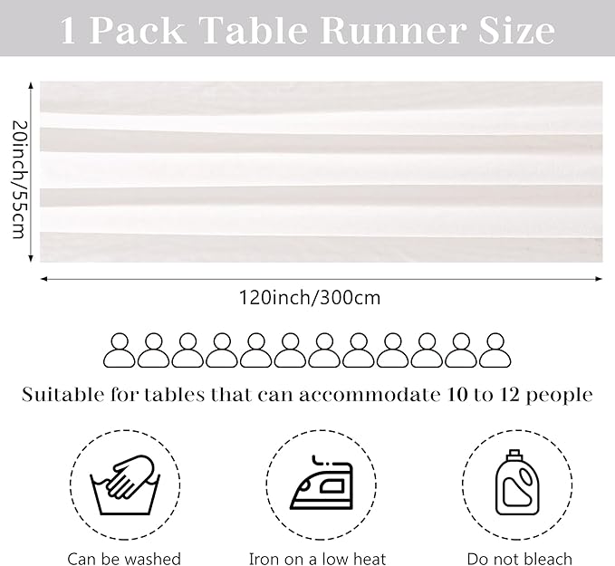 Velvet Table Runner 20 x 120 Inches 10ft Luxurious Thick Soft Velvet Christmas Thanksgiving Wedding Reception Table Runner for Party Reception Decorations(Ivory, 1 Pack)