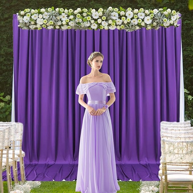 2 Panels Purple Backdrop Curtain, 10 x 10 Feet Background Curtains for Parties, Weddings, Baby Showers, Bachelorette Halloween, Christmas Birthday Party Photoshoot Backdrop Curtains Decorations