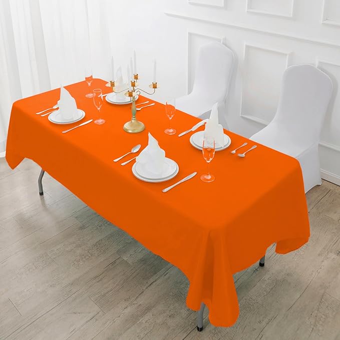 Fokitut 2 Pack Waterproof Rectangle Tablecloth, 60x120 Inch, Stain Resistant and Wrinkle Polyester Table Cloth, Fabric Table Cover for Kitchen Dining, Wedding, Party, Holiday Dinner-Orange