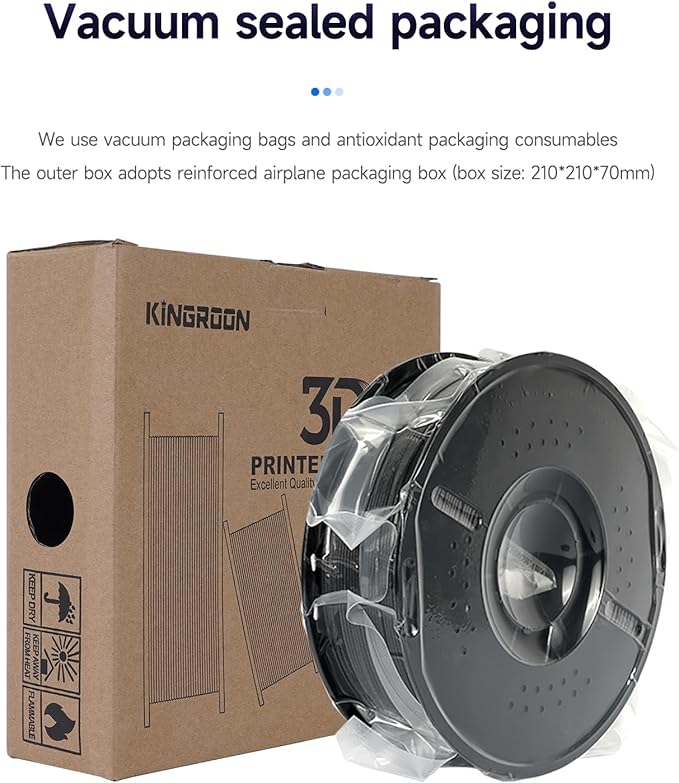 Kingroon PETG CF Filament 1.75mm 3D Printer Filament Black Carbon Fiber Pla Filament 1kg Filament Dimensional Accuracy +/- 0.02mm, Fit Most FDM Printer