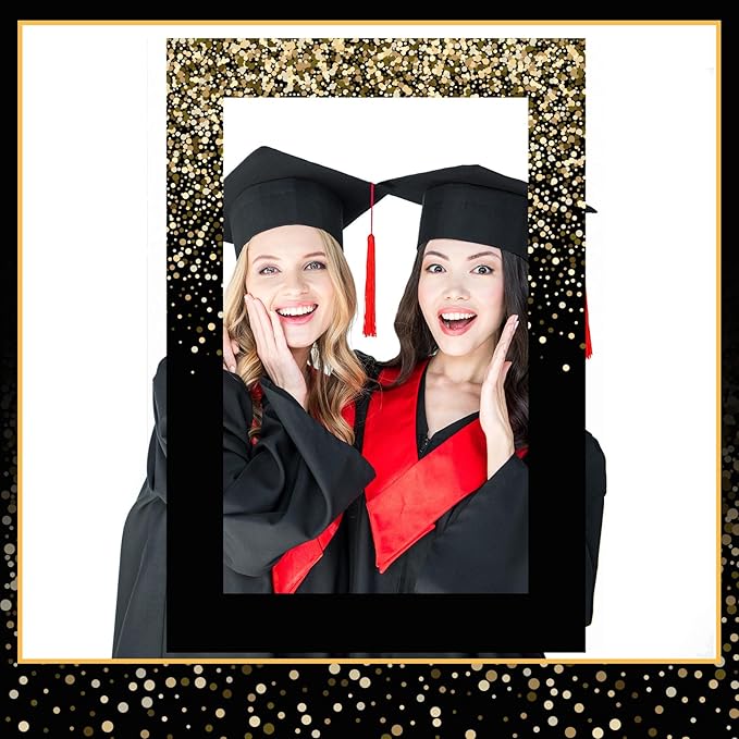 Upgraded 32 x 24 Inch Large Photo Booth Props Picture Frame Vintage Photo Frame Friends Selfie Props for Wedding Mexico Birthday Bachelorette Graduation Party Supplies(Black and Gold Style)