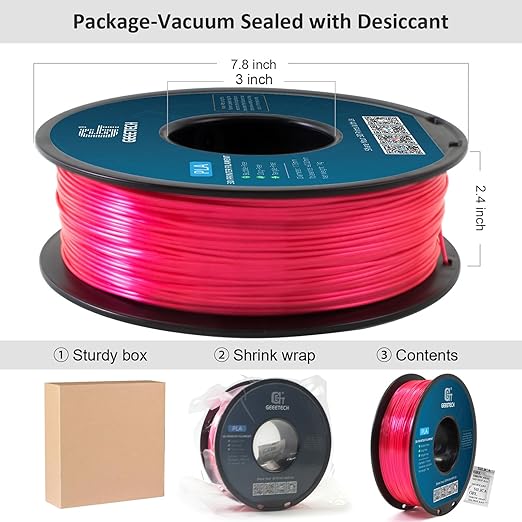 Geeetech Silk PLA Filament 1.75mm for 3D Printer, Metal-Like Shiny 3D Filament 1kg (2.2lbs) 1 Spool, Dimensional Accuracy +/- 0.02 mm, Metallic Pink (Magenta)