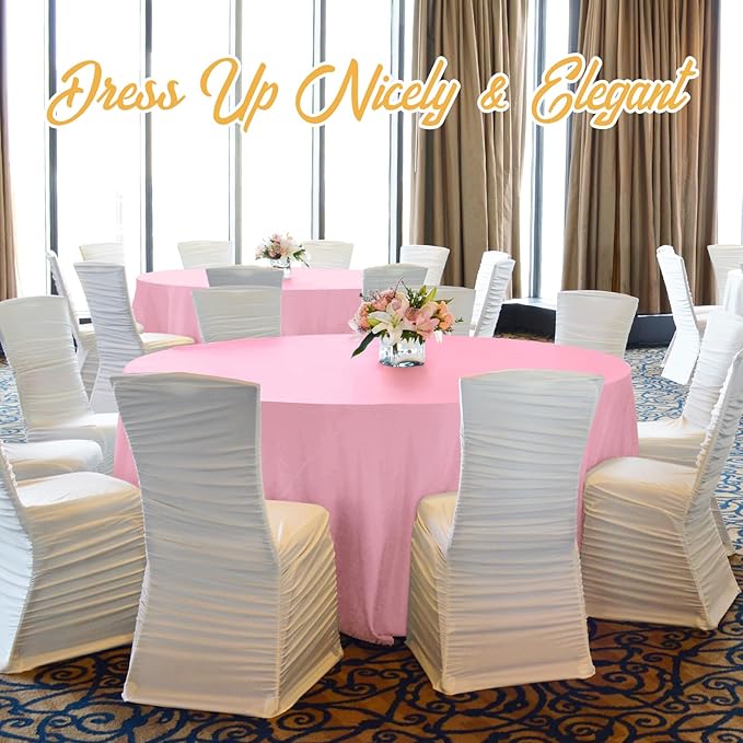 BRILLMAX 6 Pack Pink Round Tablecloths 132 Inch - Circle Bulk Linen Polyester Fabric Washable Table Cloth Cover for Wedding Reception Banquet Birthday Party Buffet Restaurant