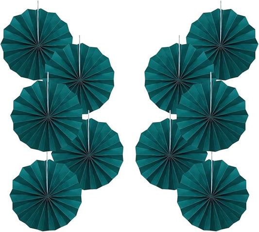 Green Birthday Decorations,DIY Green Paper Fans Hanging Decoration ,Party Supplies Party Fans 8in, Cactus Party Decorations,Wedding Graduation Events Accessories 30 Color DIY Set (Blackish Green)