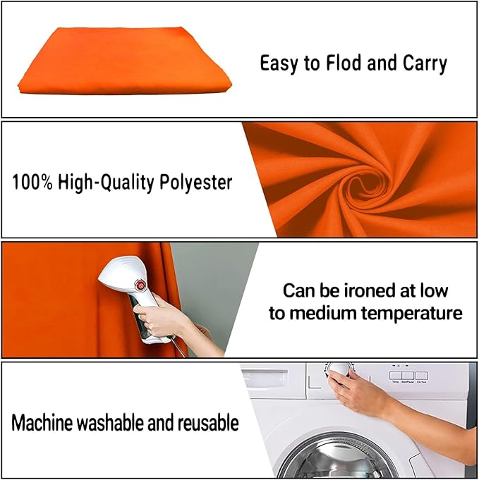10x20FT Large Orange Screen Backdrop for Photography Solid Color Photoshoot Background High Density Portrait Screen for TV Recording Photo Video Studio Art Props