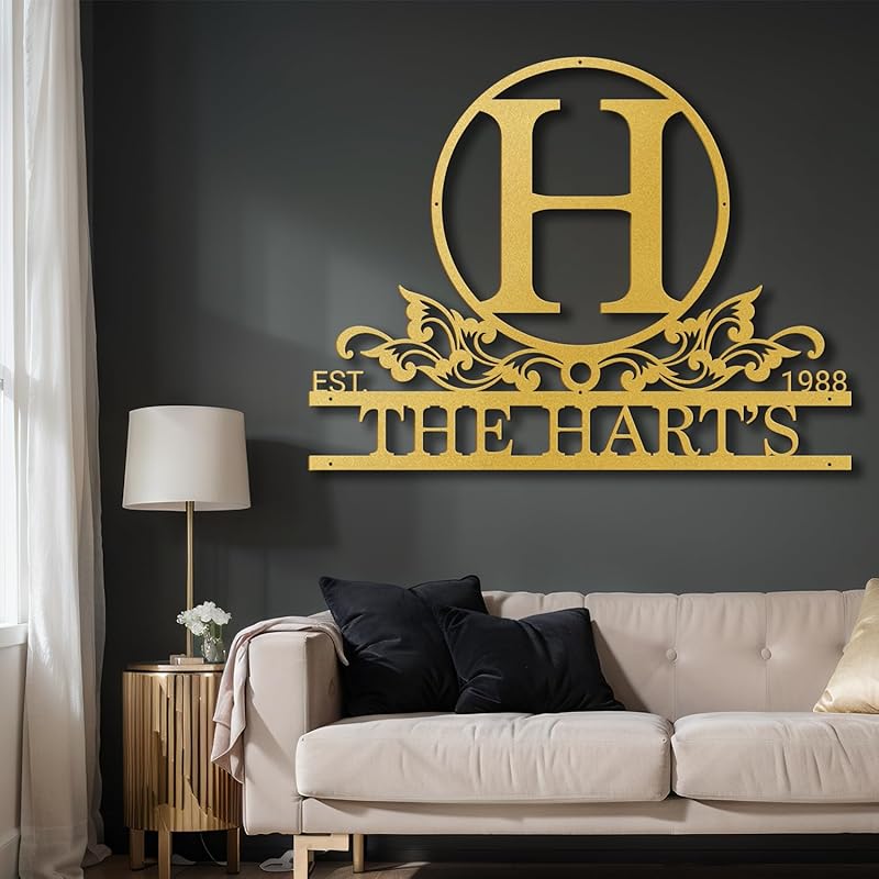 Custom Metal Name Sign Metal Wall Art Split Letter Monogram Wall Art Personalized Wedding Gift Fire Pit Outdoor Decor Cabin Sign