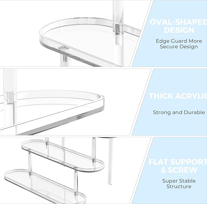Acrylic Risers Display Stand, Clear Perfume Organizer, Clear Cupcake Stand Holder, Dessert Display for Party, Display Shelf for Cologne Skincare Collection 𝐚𝐦𝐢𝐢𝐛𝐨 Funko-POP Figure 2PCS