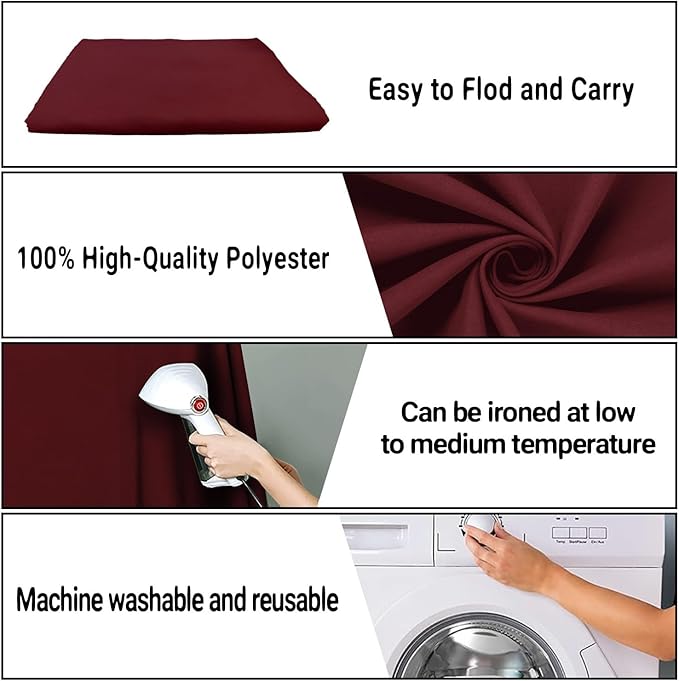 10x10FT Wine Red Screen Backdrop for Photography Burgundy Red Backdrop for Photoshoot Studio Screen Video Recording Curtain