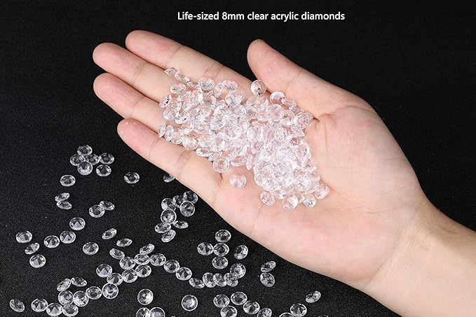 2000 pcs/Pack Wedding Table Scatter Confetti Crystals Acrylic Diamonds 8 mm Rhinestones for Wedding, Bridal Shower, Vase Beads Decorations (8mm, red)