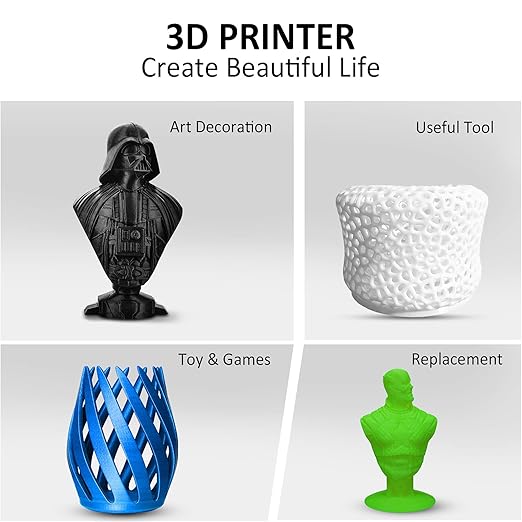 GIANTARM 3D Printer Filament, Black Pla Filament, 1Kg(2.2lbs) Spool, 1.75mm Dimension Accuracy +/- 0.03mm, 3D Printing Filament, Dark Black