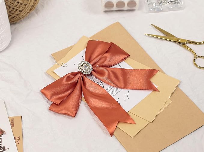 Copper Satin Ribbon 1-1/2 inch X Continuous 50 Yards, Single Face Polyester Ribbon Perfect for Gift Wrapping, Flower Bouquet, Wedding Decor, Crafts, Bow Making, Sewing and More