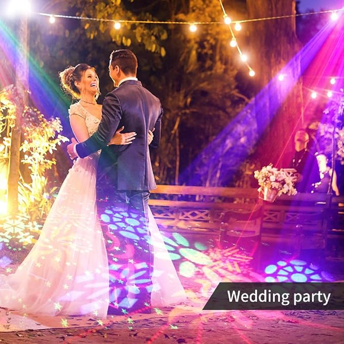 Party Lights DJ Disco Ball Light 5-in-1 Laser Strobe Projection Light DMX Control Sound Activation and Remote Control Live Performance Family Gathering, Club, bar, Karaoke, Birthday Holiday Carnival