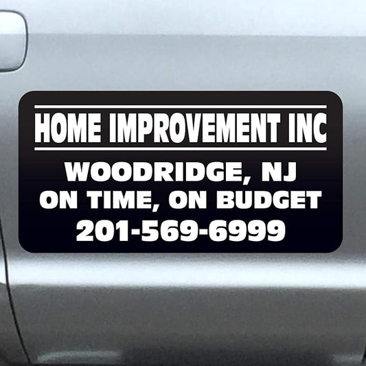 Vehicle Magnets Sign with Custom Lettering 12" X 24" (Set of 2) -Landscape, Construction, Handy Man, Plumbing, car Repair Shop-Black