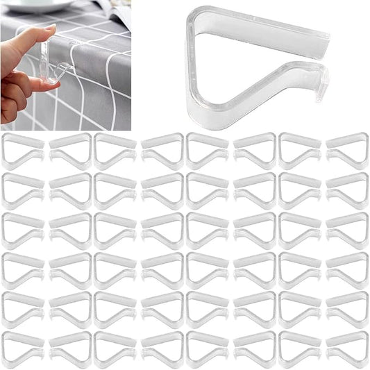 48 Pieces Transparent Clear Tablecloth Clips, Plastic Table Cloth Clips，Windproof Table Cover Holder Clamps，Table Cloth Holder for Christmas Home Wedding Party Indoor Outdoor Camping Picnic (Large)