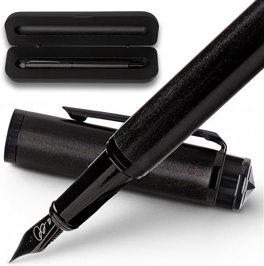 Ellington Pens Elegant Wood Fountain Pen Set – Includes Wooden Pen Box, Ink Converter, 6 Ink Cartridges, and Gift Box – Writing, Calligraphy