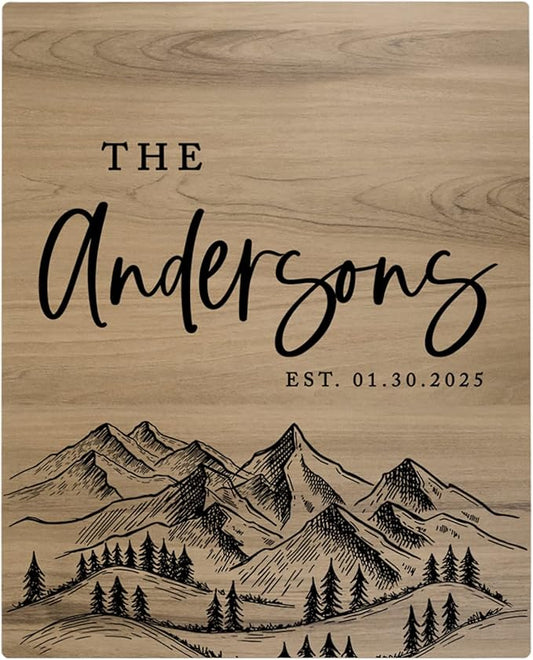 Andaz Press Large Wooden Welcome Sign for Wedding, Rustic Welcome Sign 16" x 20" Custom Last Name Woodland Forest Wedding Signage English Oak MDF Wood Finish Wedding Reception Indoor Outdoor Signs