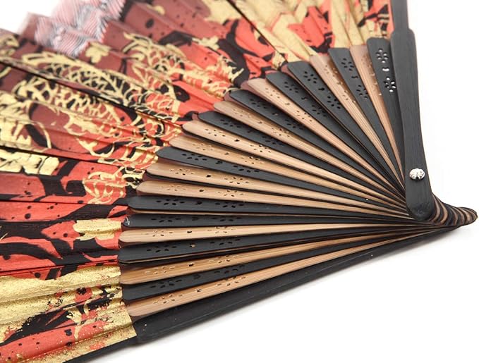Terra Distribution Folding Fan [Japan Import] Hand Fans for Women Foldable, Japanese Fan, Unique Design, Handmade Bamboo, Silk Fan, 8.6" (22cm), Abanicos de Mano (347 (Crane, Pine Tree))