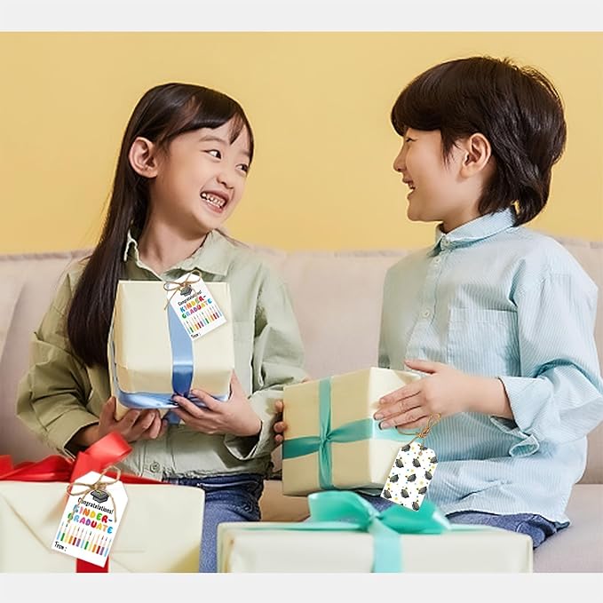 50 Pcs Kindergarten Graduation Gift Tags,Colorful Congratulations Gift Labels for Graduation Party Decoration Favors (Kinder, 2.2 * 3.5)