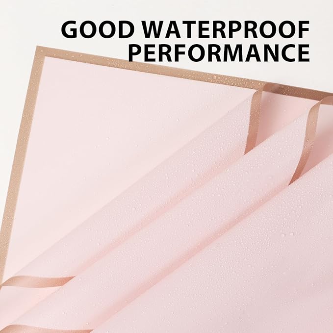 NESCCI 20 Sheet Flower Wrapping Paper - Waterproof Floral Bouquet Wrapping Paper, Florist Supplies Packaging Paper for Wedding Birthday Gift DIY (Pink)