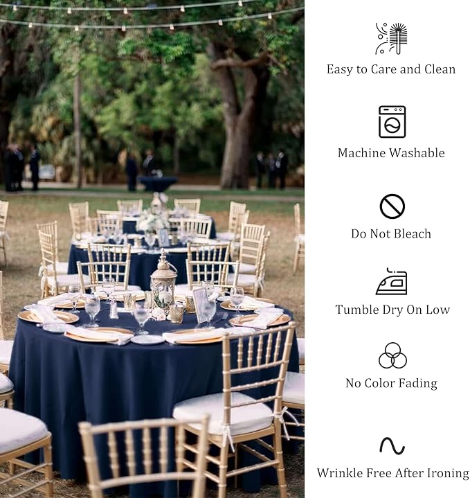 8 Pack Round Tablecloth 70 Inch Round Table Covers Bulk Washable Polyester Fabric Round Table Clothes for Wedding Party Reception Banquet Buffet Restaurant (Navy Blue, 70 Inch)