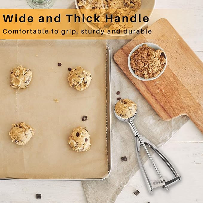 Cookie Scoop 3 Tbsp, Size #20, 3 Tablespoon Cookie Scoop for Baking, Ice Cream Scoop With Trigger, 18/8 Stainless Steel, For Cookies, Cupcake, Muffin, Ice Cream, Meatball