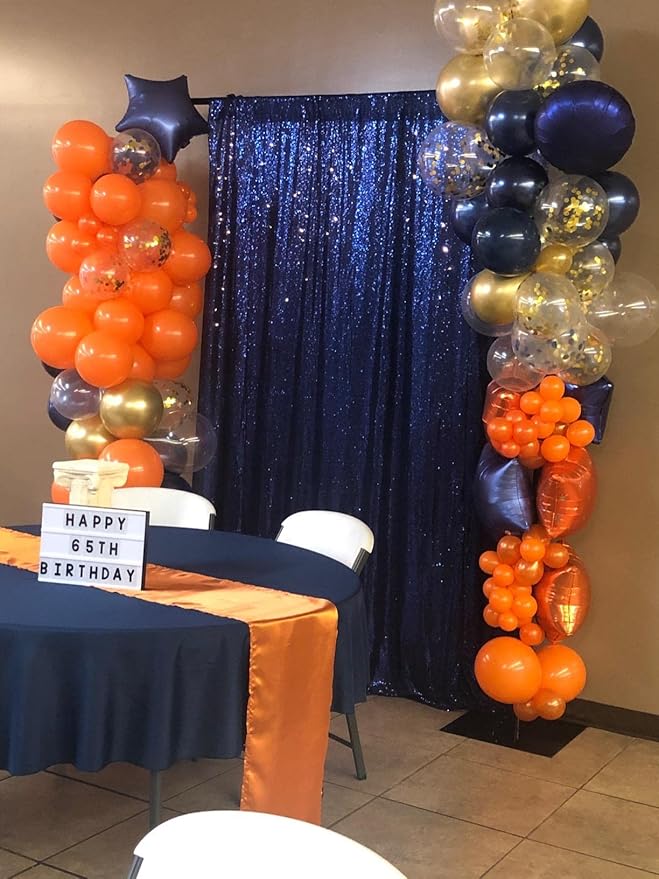Navy Blue Sequin Backdrop Curtains 1 Panel 10FTx10FT Glitter Navy Blue Photo Backdrop Drapes Party Wedding Baby Shower Curtain Sparkle Photography Background Backdrop