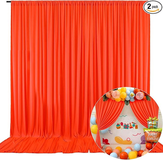 10 x 10 Feet Orange A Backdrop Curtain for Partie, Background Curtains for Photoshoot, Birthday, Wedding, Halloween, Thanksgiving, Christmas Day, New Year Party Decorations 5Ft x 10Ft, 2 Panels