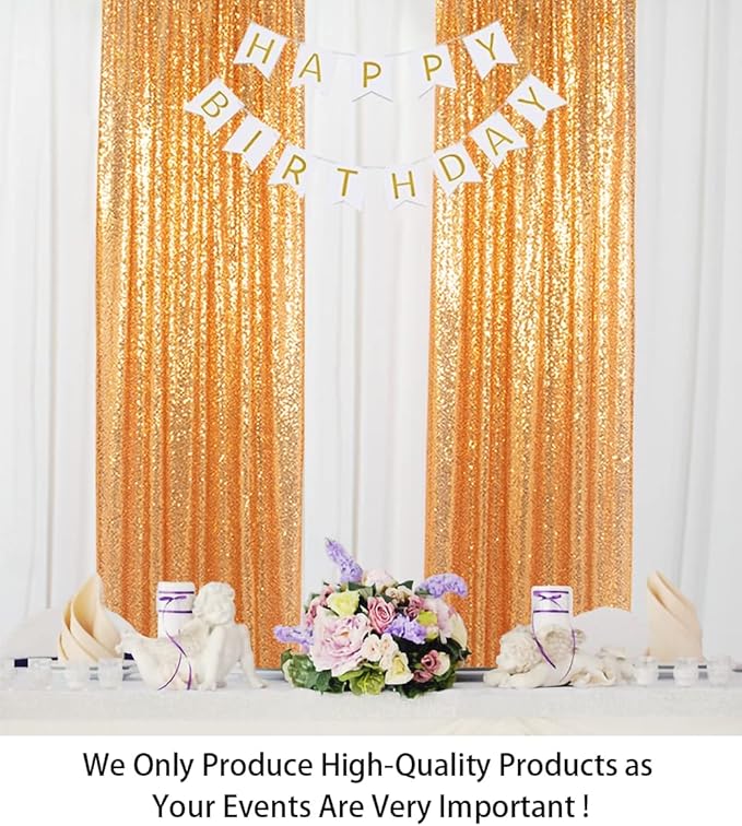 ShinyBeauty Sequin Backdrop Curtains 4 Panels Gold 2FTx8FT Gold Sequin Backdrop Sequin Fabric Photo Backdrop Curtains Gold Glitter Curtains for Party Baby Shower Backdrop Backgrounds