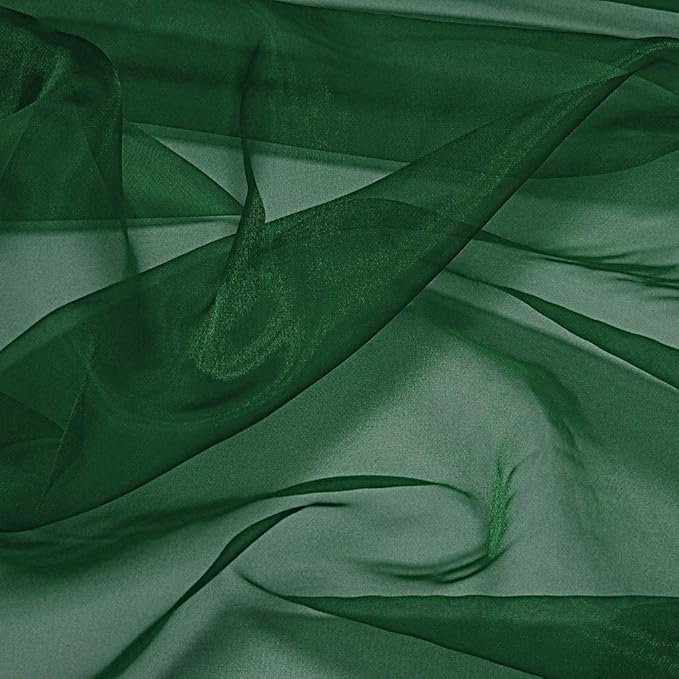 VDS Hunter Green Organza Fabric, 75 Yards Continuous, 45” Wide, Wedding Party Decoration Iridescent Crystal Sheer Shiny Organza Tulle Bridal Dress DIY Crafts Costume Sewing Backdrop Arch Cloth