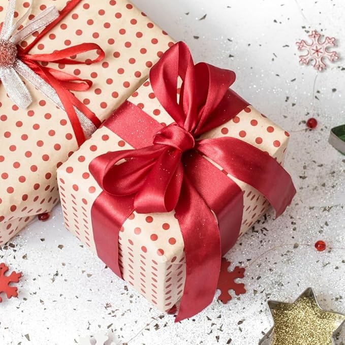 4 Inch x 25 Yard White Satin Ribbon - Perfect for Gift Wrapping, Cutting Ribbons, Ceremony Décor, Wedding Bouquets, Embroidery, Christmas Crafts & Sewing Projects
