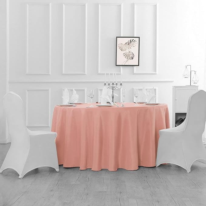 70 inch Round Tablecloth Washable Polyester Table Cloth Decorative Table Cover for Wedding Party Dining Banquet（70 inch, Dusty Pink）