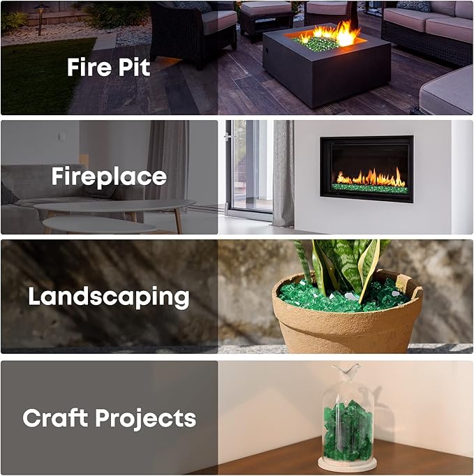 Stanbroil 10-Pound Fire Glass - 1/4 inch Reflective Tempered Fire Glass for Fireplace Fire Pit, Light Green Reflective