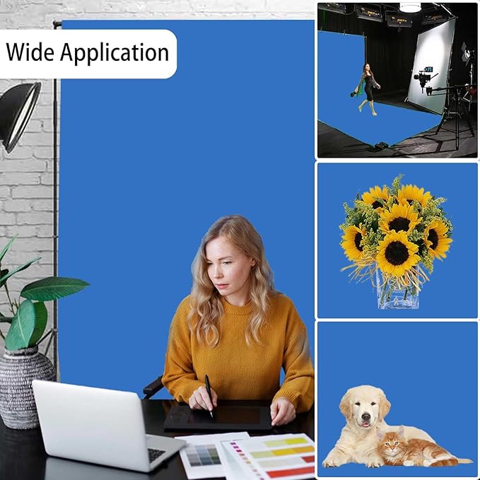 Royal Blue Backdrop, Photo Booth Portrait Photography Backdrops, Studio Blue Screen Backdrop for Photoshoot Streaming Video Shooting, Blue Photo Backdrop 10x10ft