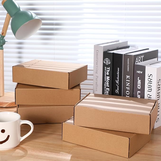 Qilery 100 Pcs Shipping Boxes Cardboard Gift Corrugated Cardboard Brown Boxes Mailer Packaging for Mailing Small Business Present (9.06 x 6.3 x 2.36 Inches)