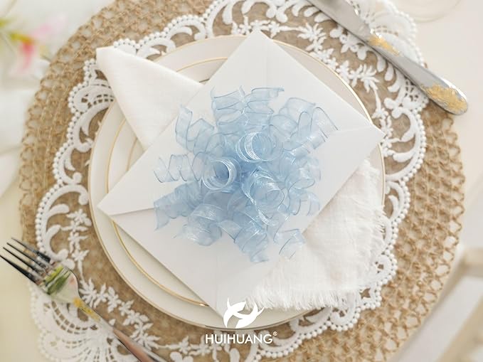 HUIHUANG Blue Bows for Gift Wrapping Burst Curly Gift Bows 5 inch x 8 Counts Self-Adhesive Curly Ribbon Bow for Presents, Treat Bags, Baby Shower Favors, Wrapping Accessories, Party Decor