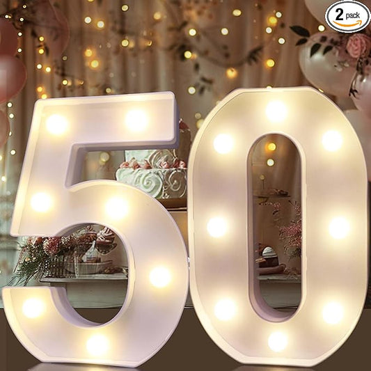 Pooqla 50th Birthday Decorations for Women Men, Light Up Numbers 50 for Party Table Backdrop Wall Decors, 50th Birthday Gift for Her Him, Marquee Number for Wedding Anniversary Decorations
