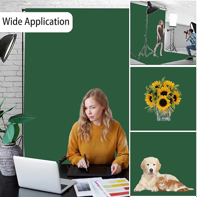 Dark Green Photography Backdrop for Photoshoot, Photo Backdrop Curtain, Perfect Dark Green Backdrops for Party Portrait Photoshoots Video Studio 8FTx10FT