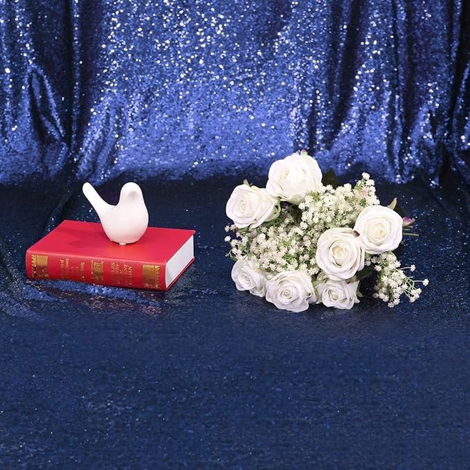 Eternal Beauty Navy Blue Sequin Backdrop, 20x10 Ft Glitter Background Curtains for Shimmer Photography Party Wedding Birthday Independence Day Back Drop Decor