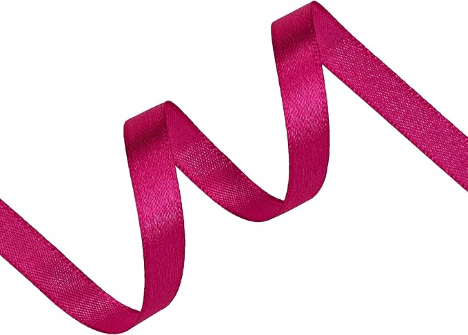 Rose Red Satin Ribbon 3/8 inch X Continuous 50 Yards, Single Face Polyester Ribbon Perfect for Gift Wrapping, Flower Bouquet, Wedding Decor, Crafts, Bow Making, Sewing and More