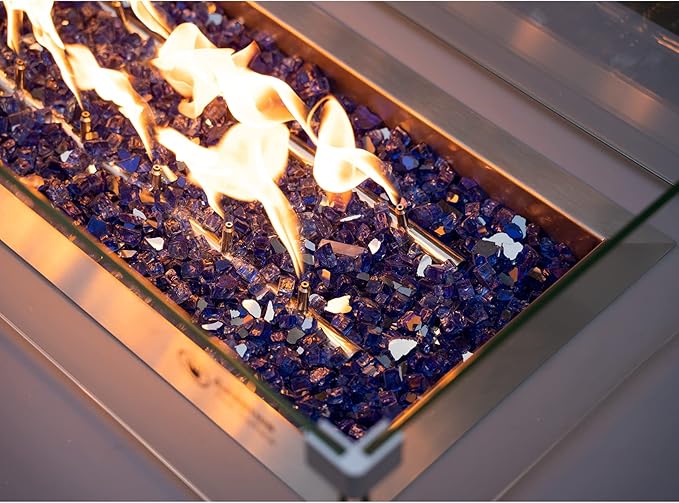 Stanbroil 10 Pound Fire Glass - 1/4 inch Reflective Tempered Fire Glass for Fireplace Fire Pit, Cobalt Blue Reflective