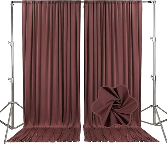 10ft x 10ft Red Brown Backdrop Curtains for Parties, Fabric Satin Background Curtain with Rod Pockets for Weddings, Birthday, Baby Shower, Photography, Graduation Party Backdrop Drapes, 2 Panels