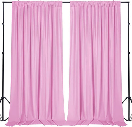 Sugargirl 10x10FT Pink Backdrop Curtains Polyester Photo Backdrop Drapes Curtains 2 Panels with Rod Pockets for Party Birthday Wedding Photography Home Decoration