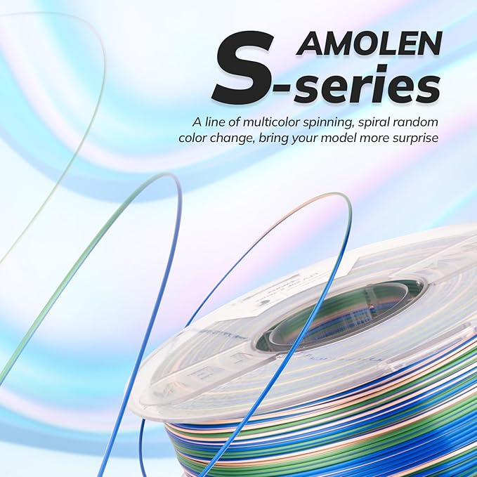 AMOLEN Silk PLA 3D Printer Filament, Shiny Multicolor Rainbow PLA Filament 1.75mm, Fast Color Change PLA 3D Printing Filament for Most FDM 3D Printer, Blue Pink Green, 1kg (2.2lbs)